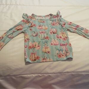 Posh Peanut Pumpkins and Bows Print Ruffle Top